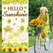 Summer Sunflower Door Decoration Banner Hello Sunshine Door Cover Banner Seasonal Welcome Door Cover for Indoor Outdoor Summer Sunflower Party Supplies